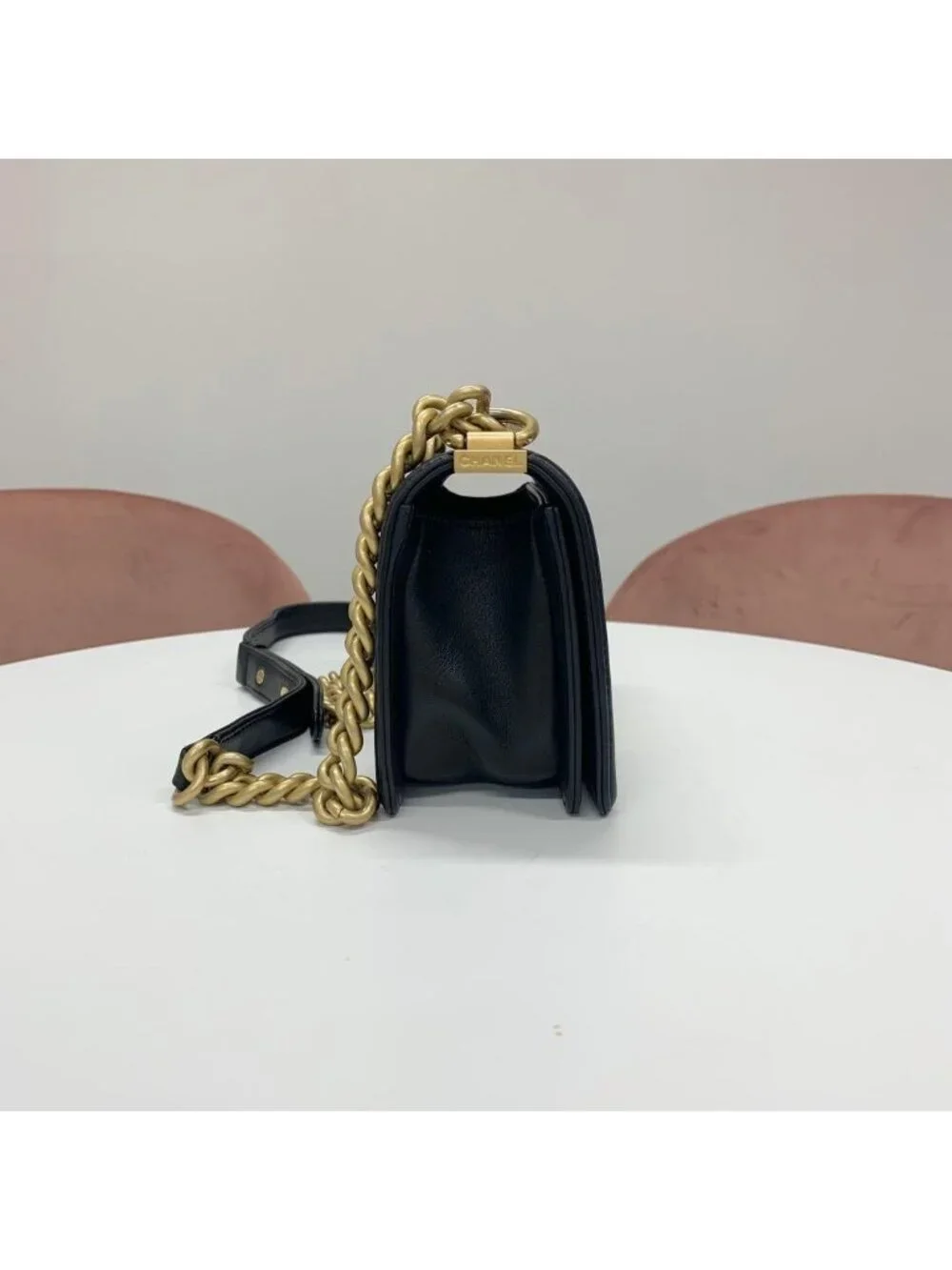 Chanel Boy 20 Lambskin CC Logo Small Stitch Bag
